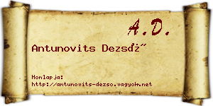 Antunovits Dezső névjegykártya