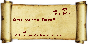 Antunovits Dezső névjegykártya